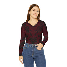 Load image into Gallery viewer, Duslay Long Sleeve V-neck Crop top - AI Design