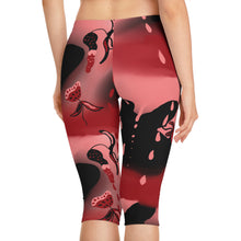 Cargar imagen en el visor de la galería, Strawberry Flower Drip Capri Leggings