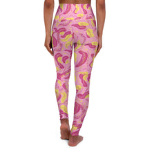 Load image into Gallery viewer, Pink Tropical High Waisted Yoga Leggings w/Pockets