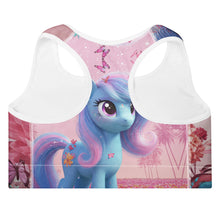 Load image into Gallery viewer, Tank top with a blue pony design on a pink floral background