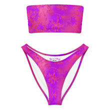 Load image into Gallery viewer, Pink and purple floral on the bikini top and bikini bottom. This is a set.