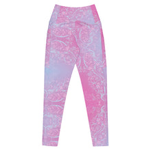 Load image into Gallery viewer, Pink and purple patterned leggings on a white background
