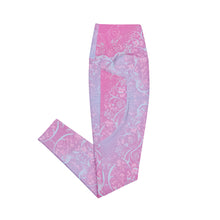 Load image into Gallery viewer, Pink and purple patterned leggings on a white background