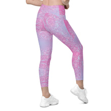Load image into Gallery viewer, Person wearing pink and purple patterned leggings on a white background