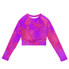 Load image into Gallery viewer, Pink and purple floral crop top long sleeves.