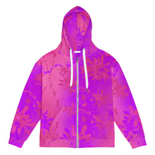 Load image into Gallery viewer, Pink and purple floral patterned hoodie on a white background