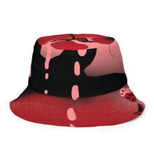 Cargar imagen en el visor de la galería, Bucket hat with black and red design on a white background