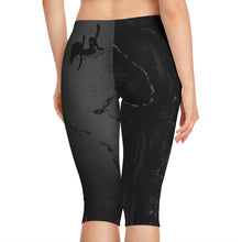 Load image into Gallery viewer, Gray and black with swirls and a woman silhouette laying down with her leg kicked in the air.