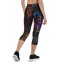 Load image into Gallery viewer, Black Paint Flick Capri Leggings