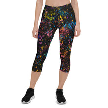 Load image into Gallery viewer, Black Paint Flick Capri Leggings