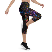 Load image into Gallery viewer, Black Paint Flick Capri Leggings