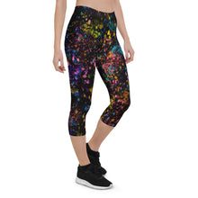 Load image into Gallery viewer, Black Paint Flick Capri Leggings