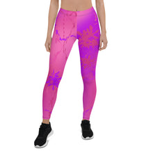 Load image into Gallery viewer, Verbena Flower Leggings. Casual or gym workouts. Fashion & art. ArtGaze.shop
