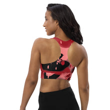 Cargar imagen en el visor de la galería, Strawberry Flower Drip Longline Sports Bra. For working out, running, or Fashion. ArtGaze.shop