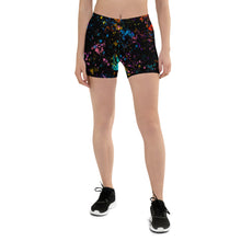 Load image into Gallery viewer, Black High Waist Paint Flick Yoga Shorts ArtGaze.shop