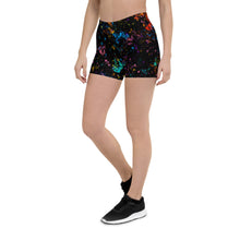 Load image into Gallery viewer, Black High Waist Paint Flick Yoga Shorts ArtGaze.shop