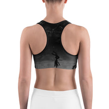 Load image into Gallery viewer, Silhouette Sports Bra, gray and black with gray swirls.