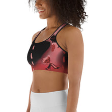 Cargar imagen en el visor de la galería, ART GAZE presents Strawberry Flower Drip Sports Bra. Welcome to the exclusive Designed Sports Bra. Exercise, workout, Yoga just for You. ArtGaze.shop
