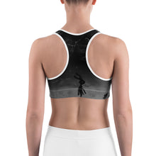 Load image into Gallery viewer, Silhouette Sports Bra, gray and black with gray swirls.