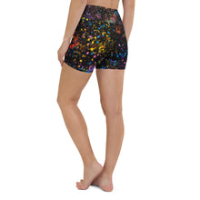 Load image into Gallery viewer, Black High Waist Paint Flick Yoga Shorts (w/Pockets) ArtGaze.shop