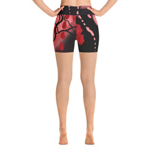 Cargar imagen en el visor de la galería, Strawberry Flower Drip Yoga Shorts High Waist (w/Pockets). ArtGaze.shop