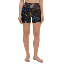 Load image into Gallery viewer, Black High Waist Paint Flick Yoga Shorts (w/Pockets)