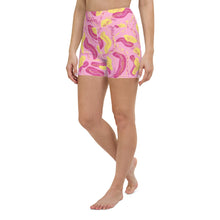 Load image into Gallery viewer, Pink Tropical High Waisted Yoga Shorts w/Pockets Artgaze.shop