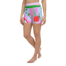 Load image into Gallery viewer, Rose Blossom High Waist Yoga Shorts (w/pockets)