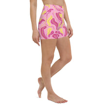 Load image into Gallery viewer, Pink Tropical High Waisted Yoga Shorts w/Pockets Artgaze.shop