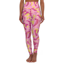 Load image into Gallery viewer, Pink Tropical High Waisted Yoga Leggings w/Pockets
