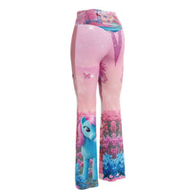 Load image into Gallery viewer, Leggings with a colorful design featuring a pony and floral elements on a white background
