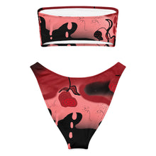 Cargar imagen en el visor de la galería, Bikini set with red and black abstract design on a white background
