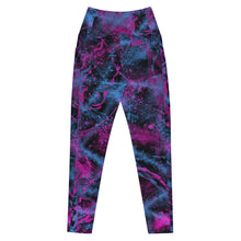 Load image into Gallery viewer, Leggings with a blue and pink abstract pattern on a white background
