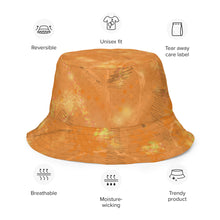 Load image into Gallery viewer, Orange bucket hat with features listed on a white background
