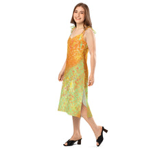 Load image into Gallery viewer, Woman wearing a colorful dress on a white background
