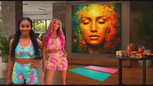 Load and play video in Gallery viewer, Pink Tropical High Waist Yoga Shorts w/Pockets
