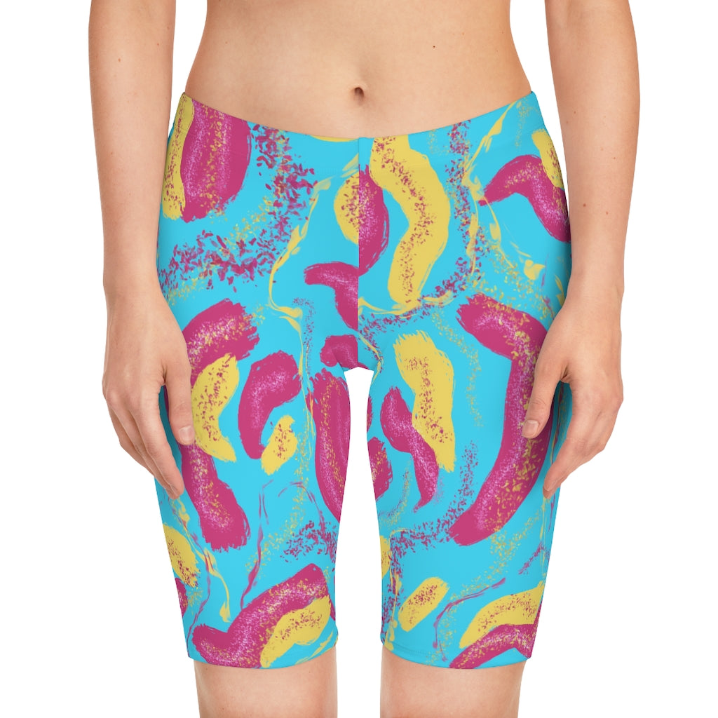 Blue Tropical Bike Shorts