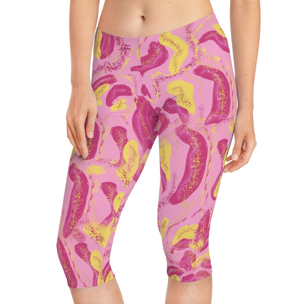 Pink Tropical Capri Leggings