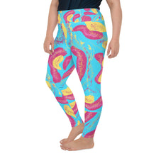 Load image into Gallery viewer, Blue Tropical Plus Size High Waist Leggings
