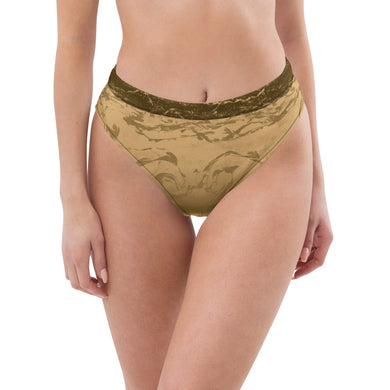 Gold Treasure High Waist Bikini Bottom, swim-wear. Beach, pool party, photo shoot, music video. ArtGaze.shop
