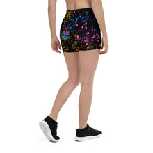 Load image into Gallery viewer, Black High Waist Paint Flick Yoga Shorts ArtGaze.shop
