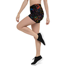 Load image into Gallery viewer, Black High Waist Paint Flick Yoga Shorts ArtGaze.shop
