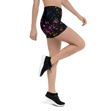 Load image into Gallery viewer, Black High Waist Paint Flick Yoga Shorts ArtGaze.shop
