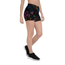 Load image into Gallery viewer, Black High Waist Paint Flick Yoga Shorts ArtGaze.shop
