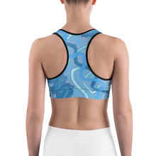 Load image into Gallery viewer, BLUE ELECTRIC Sports Bra. ArtGaze.shop
