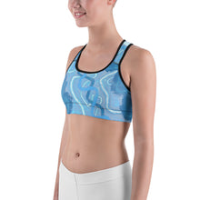 Load image into Gallery viewer, BLUE ELECTRIC Sports Bra. ArtGaze.shop

