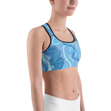 Load image into Gallery viewer, BLUE ELECTRIC Sports Bra. ArtGaze.shop
