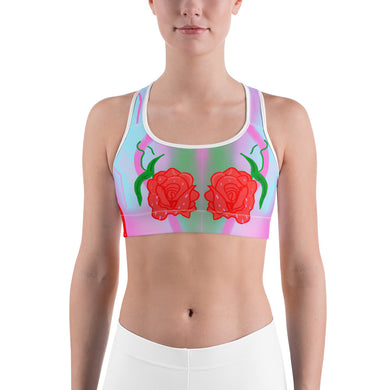 Rose Blossom Sports Bra  artgaze.shop