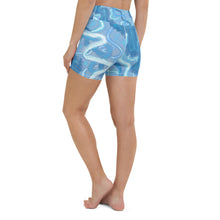 Load image into Gallery viewer, Blue Electric High Waist Yoga Shorts. ArtGaze,shop
