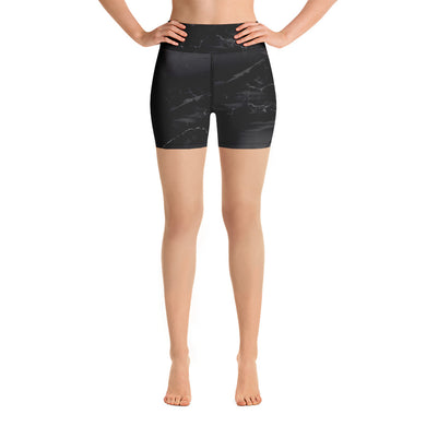 Silhouette [High Waisted Yoga Shorts/wPockets] Gray and black. With gray swirls. 